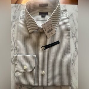 NWT J.Crew Factory S Men Striped Dress Shirt Wrinkle Free Slim Fit